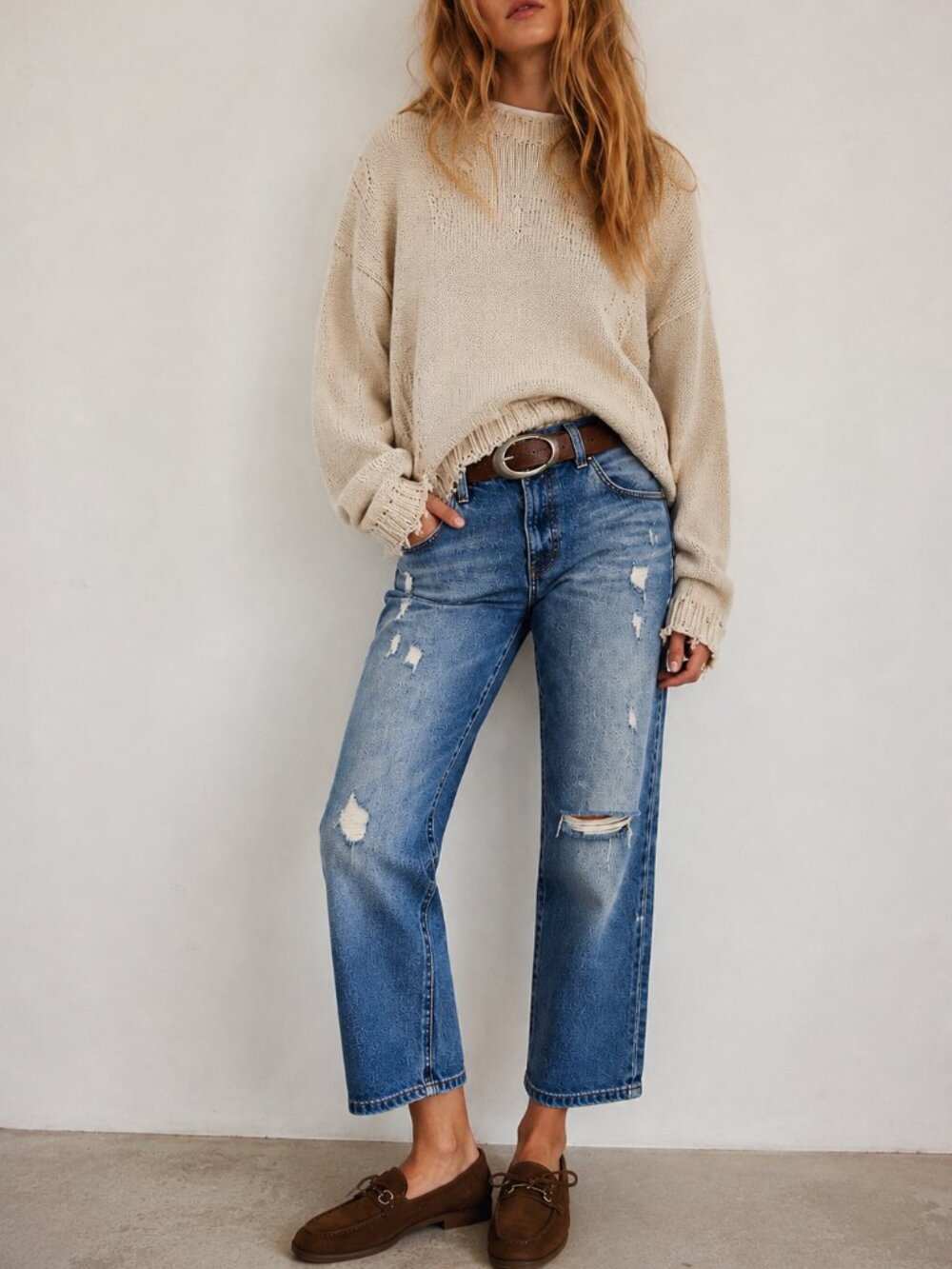 Joe's Jeans The Ex-Lover Straight Crop Jeans Distressed Medium Wash 24